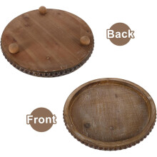 Vassoio decorativo rotondo in legno stile vintage per la tavola, grazioso vassoio da portata, leggero, rustico, decorazione in legno
