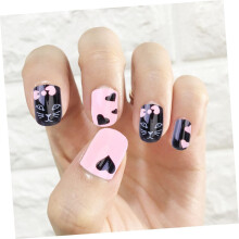 24pcs Fake Nail Tips with Adhesive Backing Lovely Full Cover Press-on Nails for Little for Party and Dress