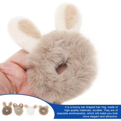 4 elastici per capelli con orecchie di coniglio in peluche, fascette decorative per capelli. 1