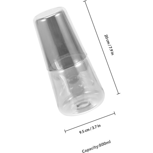 Σετ καράφας νερού από γυαλί 800ml με κύπελλο για άνετη κατανάλωση νερού 1