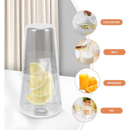 800ml Glass Bedside Water Carafe Set with Cup for Convenient Drinking 2