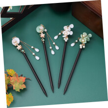 Vintage chinesische Haarstäbchen, 4er-Set, hölzerne Haarstäbchen für Duttfrisuren, Damen mit Quaste