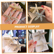 4er-Set Stern-Haarspangen, Perlen-Haarnadeln, Strass-Haarspangen für Damen, Braut-Hochzeitshaarschmuck, Brautjungfern-Partys