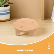 Bamboo Flower Display Stand Wooden Riser Stand round Shape Stable Structure Multifunctional Beige