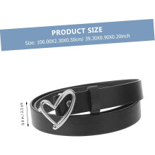 Waist Belt with Heart Shape Buckle Black Adjustable for Women Imitation Leather Clothing Accessory