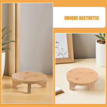 Supporto per fiori in bambù, rialzo in legno, forma rotonda, struttura stabile, multifunzionale, beige