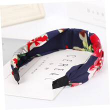 4er-Set Haarbänder aus Stoff im Boho-Stil, Knoten-Haarbänder, leuchtend marineblau mit hellem Blumenmuster, Party-Haaraccessoires