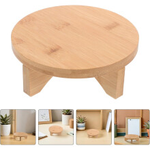 Bambus-Blumenständer, runder Holzständer mit stabiler Konstruktion, multifunktional, beige