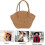 Gewebte Strohhandtasche im Boho-Stil, khakifarben, Schultertasche 2