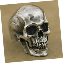 Retro ring met uitgesneden doodskop voor mannen, legering, Halloween-sieraad met barstdesign, uniek spookhoofdaccessoire, vintage stijl statement