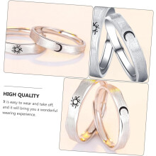Partnerring aus Sterlingsilber, modisches Mond- und Sonnenmotiv, schickes Fingeraccessoire für Damen