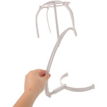4-delige draagbare pruikenstandaardset (hangend en staand) van wit plastic met statief.
