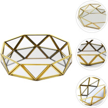 Große geometrische Spiegelablage, Schmuckablage, goldfarbenes Eisenglas, leicht zu reinigen, vielseitig einsetzbar