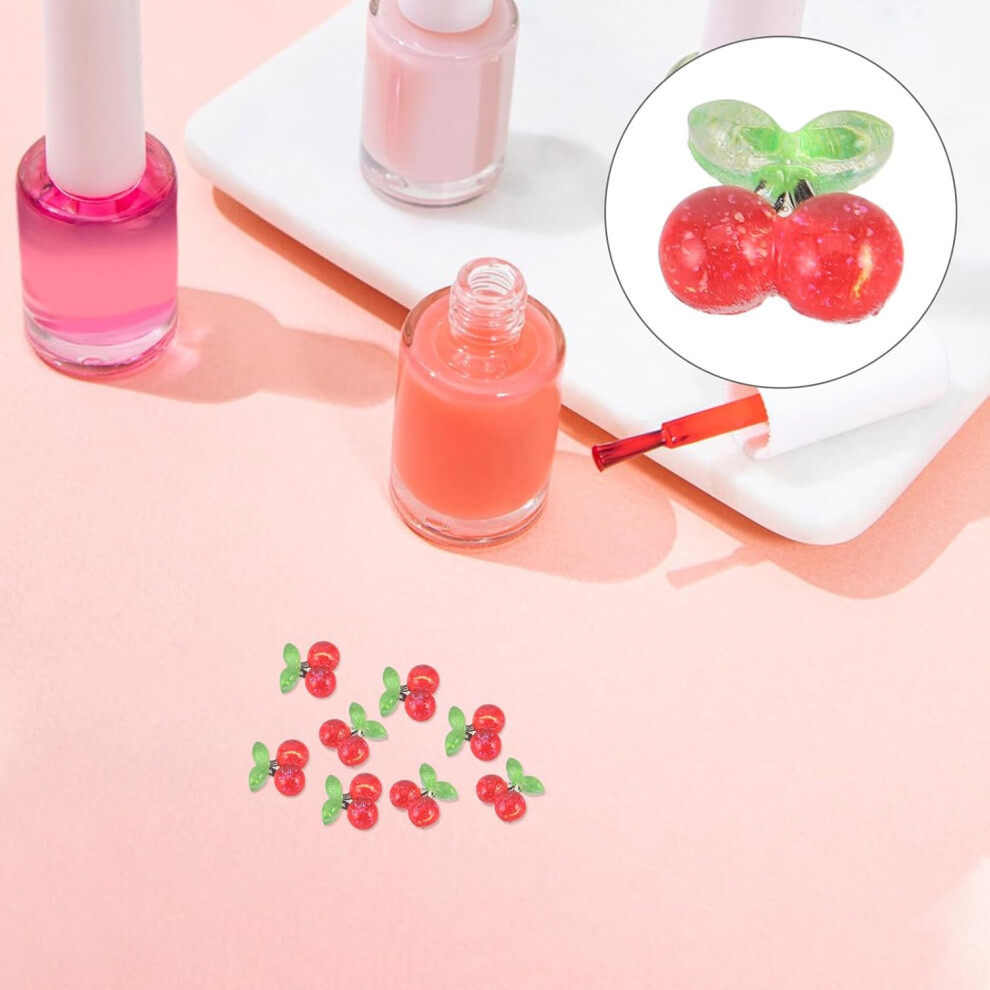 Hkhbjs 400Pcs Flatback Resin Cherry Nail Charms Mini Cherry Nail Art Decor Supplies For Manicure Decoration Valentine's Day Party Use