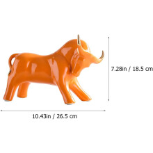 Orange Keramik Ochsenskulptur Tischdekoration Rindermotiv Einzigartiges Design