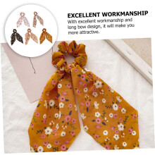 5 stuks vintage haarelastiekjes met bloemenprint, lange strikken, geschikt voor dames en meisjes, voor feestjes, diverse stijlen