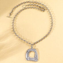 Edgy Irregular Shape Metal Pendant Necklace Oversized