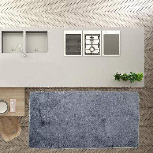 Plush Floor Cushion Square Floor Mat 4.5cm Thick Polyester Anti-Skid Decorative Function Rug 1