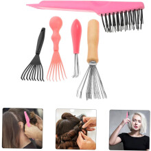 5pcs Comb Cleaning Tool Set Grooming Kit for Barbers and Home Use Wide Tooth and Fine Tooth Combs Compact Design