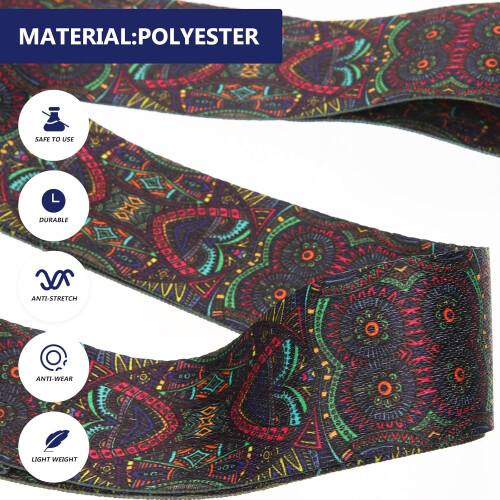 Floral Pattern Banjo Strap Adjustable Guitar Strap Polyester Material 2