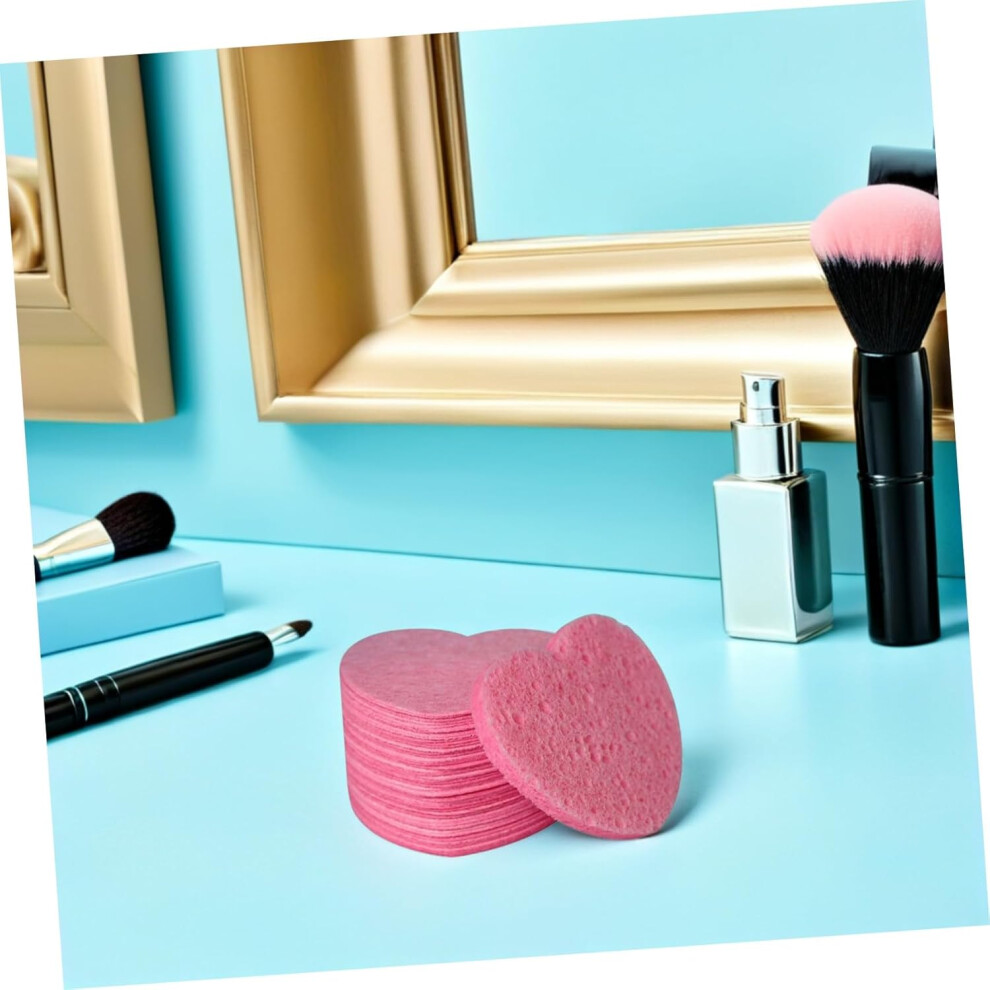 Hkhbjs 50Pcs Compressed Facial Sponges Face Puff Heart Shaped Cellulose Sponges