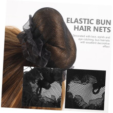 6 redecillas elásticas negras para moño para mujeres bailarinas, redecillas de malla para el cabello con cordón y borde de encaje para ballet.