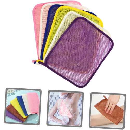 6pcs Double-layer Nylon Body Exfoliator Cloth Bath Scrubber Washcloth