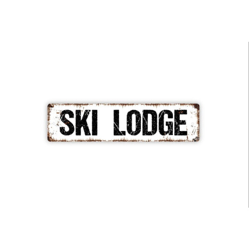 Rustikální plechová cedule Ski Lodge 16" x 4"