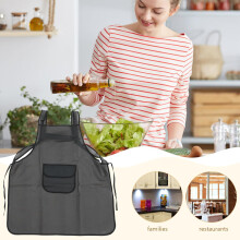 TPU-Schürze mit Taschen, Kochschürze, fleckenabweisend, schmutzabweisend, schlichtes Design, Schwarz