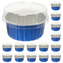 Moules à cupcakes en aluminium bleu (lot de 50) avec couvercles transparents