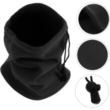 Drawstring Neck Gaiter Warm Neck Protector Double-layer Fleece for Cold Weather