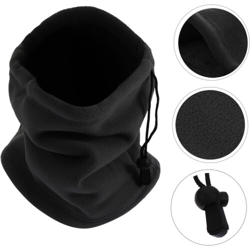 Drawstring Neck Gaiter Warm Neck Protector Double-layer Fleece for Cold Weather