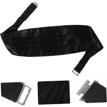 Satin-Kummerbund, Smoking-Fliege, Einstecktuch, Schwarz, Hochzeitsaccessoire