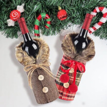 Clúdaigh Buidéal Fíona Nollag – Dearadh Stríocach & Santa,