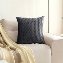 Funda de almohada de terciopelo a rayas, 45x45 cm, gris.