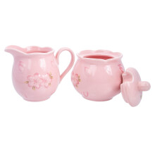 Pink Ceramic Milk Pitcher with Sugar Jar Set