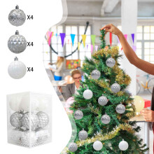 Christmas Balls 12PCS Silver 6cm Plastic Tree Ornaments