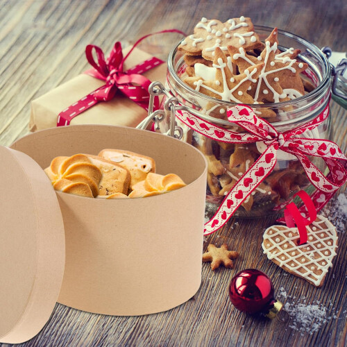 Oval Kraft Paper Cookie Box 18x13x10cm, Multi-Function Paper Cookie Container 2