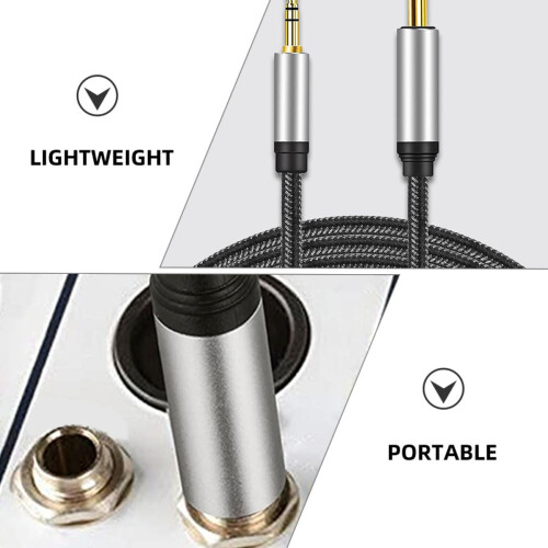 Cable de guitarra macho a macho de 3,5 mm TRS a cable de audio mono de 6,5 mm 2