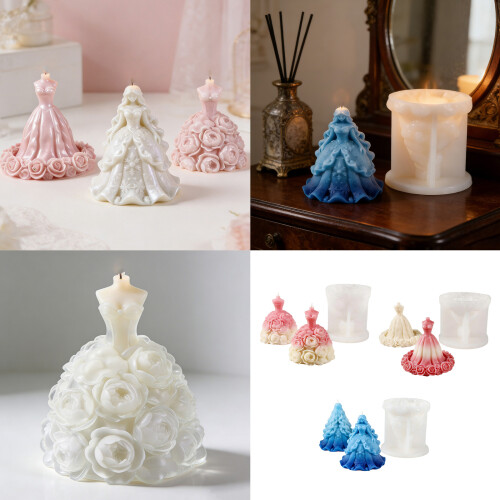 Moules à bougies en Silicone pour robe de princesse, de-B 2