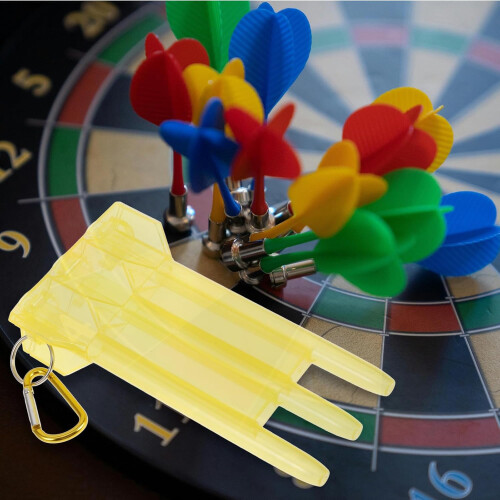 Portable Darts Organizer Hard Shell Case with Buckle Lock, Lightweight Yellow Plastic Storage Box