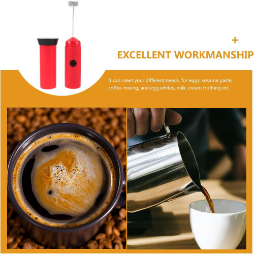 Automatic Coffee Frother Tool Handheld Coffee Drinking Foam Maker Red Abs 2