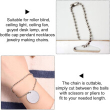 304 Edelstahl-Kugelkette mit Perlen, DIY-Bastelverlängerung mit 50 Schnallen