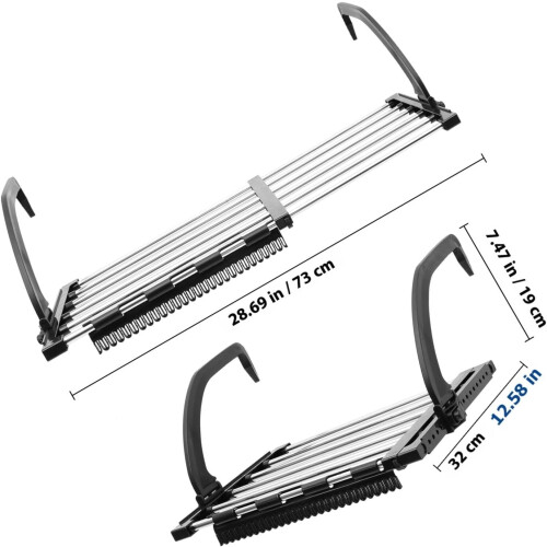 Stainless Steel Retractable Clothes Rack Foldable Windproof Drying Hanger 1