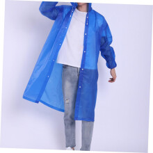 Tragbare Regenbekleidung für Erwachsene, dunkelblauer EVA-Regenmantel mit Kapuze und Ärmeln, wiederverwendbar für mehrere Saisons.