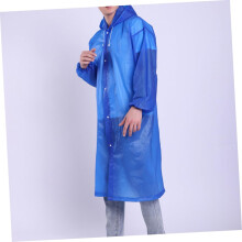 Portable Rainwear for Adults Dark Blue Eva Raincoat Hood Sleeves Reusable for Seasons