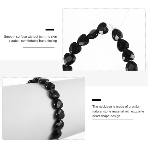 Heart Shape Black Agate Beads String 20 Pieces Natural Stone Loose Beads 2