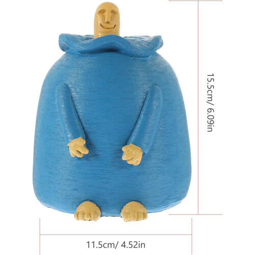 Handbemalte, tragbare, blaue Harzfigur mit Mittelfinger – Geschenkidee 1