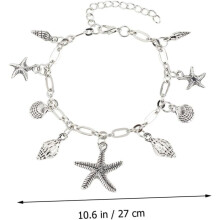 Boho-Muschel-Fußkettchen für Damen und Mädchen, Fußkettchen aus silberfarbener Legierung mit robuster, farb- und fleckenbeständiger Verarbeitung.