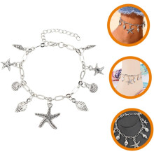 Boho-Muschel-Fußkettchen für Damen und Mädchen, Fußkettchen aus silberfarbener Legierung mit robuster, farb- und fleckenbeständiger Verarbeitung.